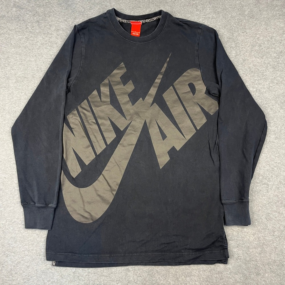 Nike Long Sleeve T-Shirt Mens Large Black Air Big Logo Graphic Sportswear